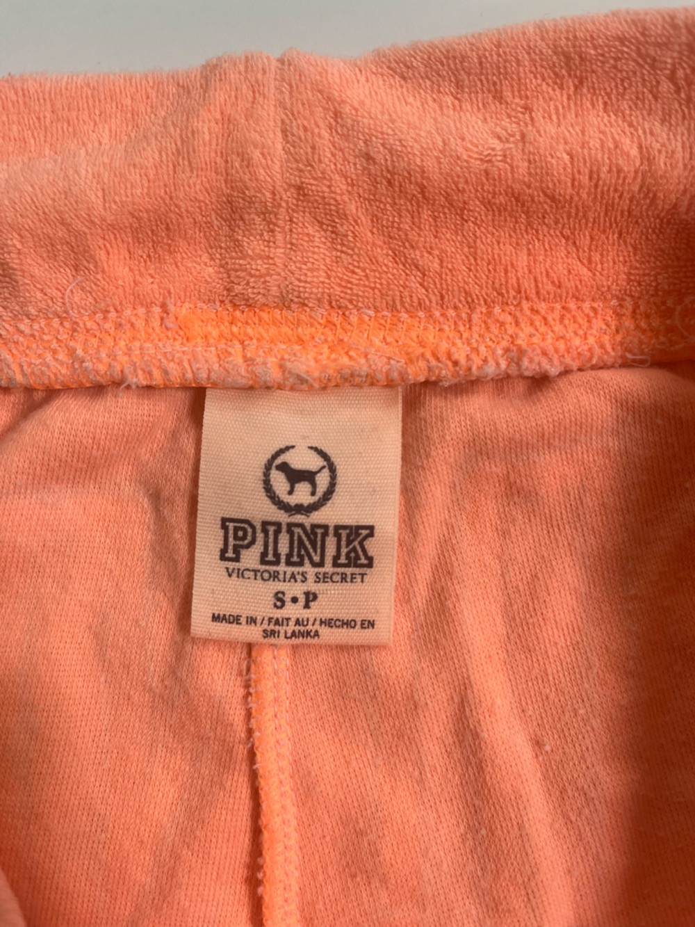 Y2K Vintage PINK Victoria's Secret Orange Terrycloth Gold Dog Mini Micro Shorts - Picture 6 of 8